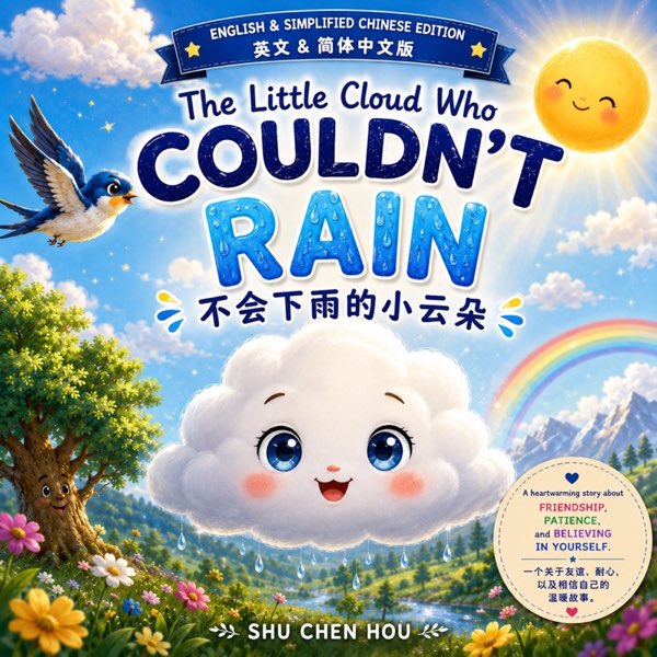 The Little Cloud Who Couldn’t Rain bilingual book cover